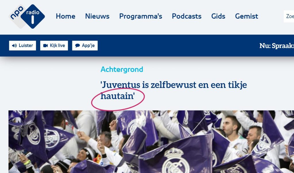 Blog leenwoorden voorbeeld NPO Radio 1 hautain