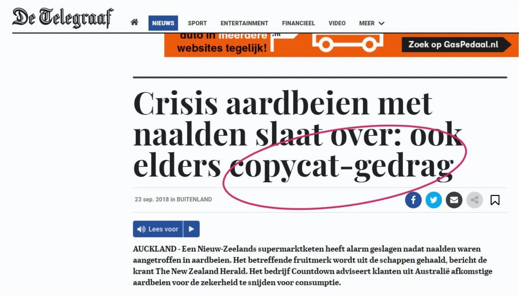 Blog leenwoorden copycat voorbeeld telegraaf
